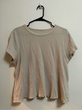 Old Navy Cream Waffle-Knit Short Sleeve Tee‎